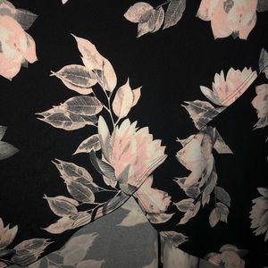 Floral pink and gray hi-low maxi dress